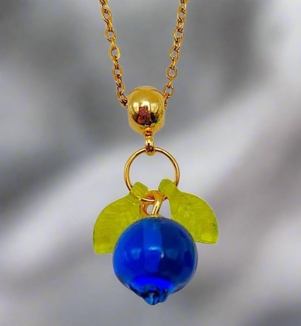 Lightweight Blueberry resin bead jewelry, crafted with non-tarnish, hypoallergenic stainless steel hardware