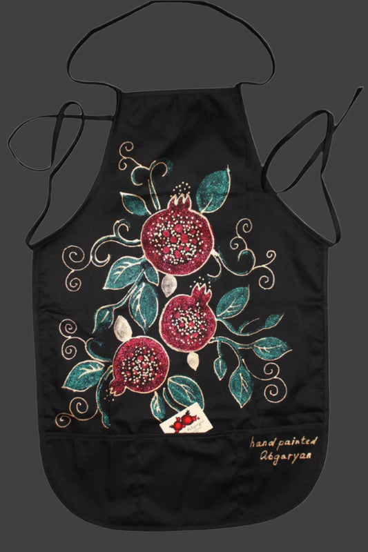 Hand painted pomegranates apron