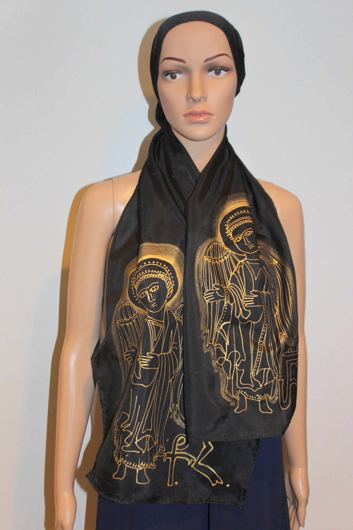 Shipping from US,Hand painted silk scarf, Armenian church head cover,Armenian church accessory for woman,holy spirit,Easter gift