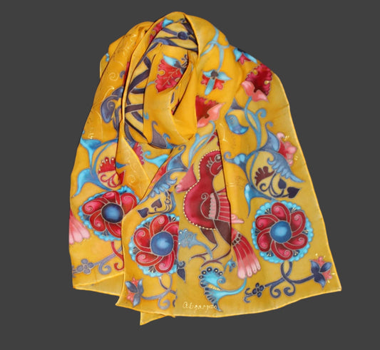 Hand painted Armenian miniature scarf