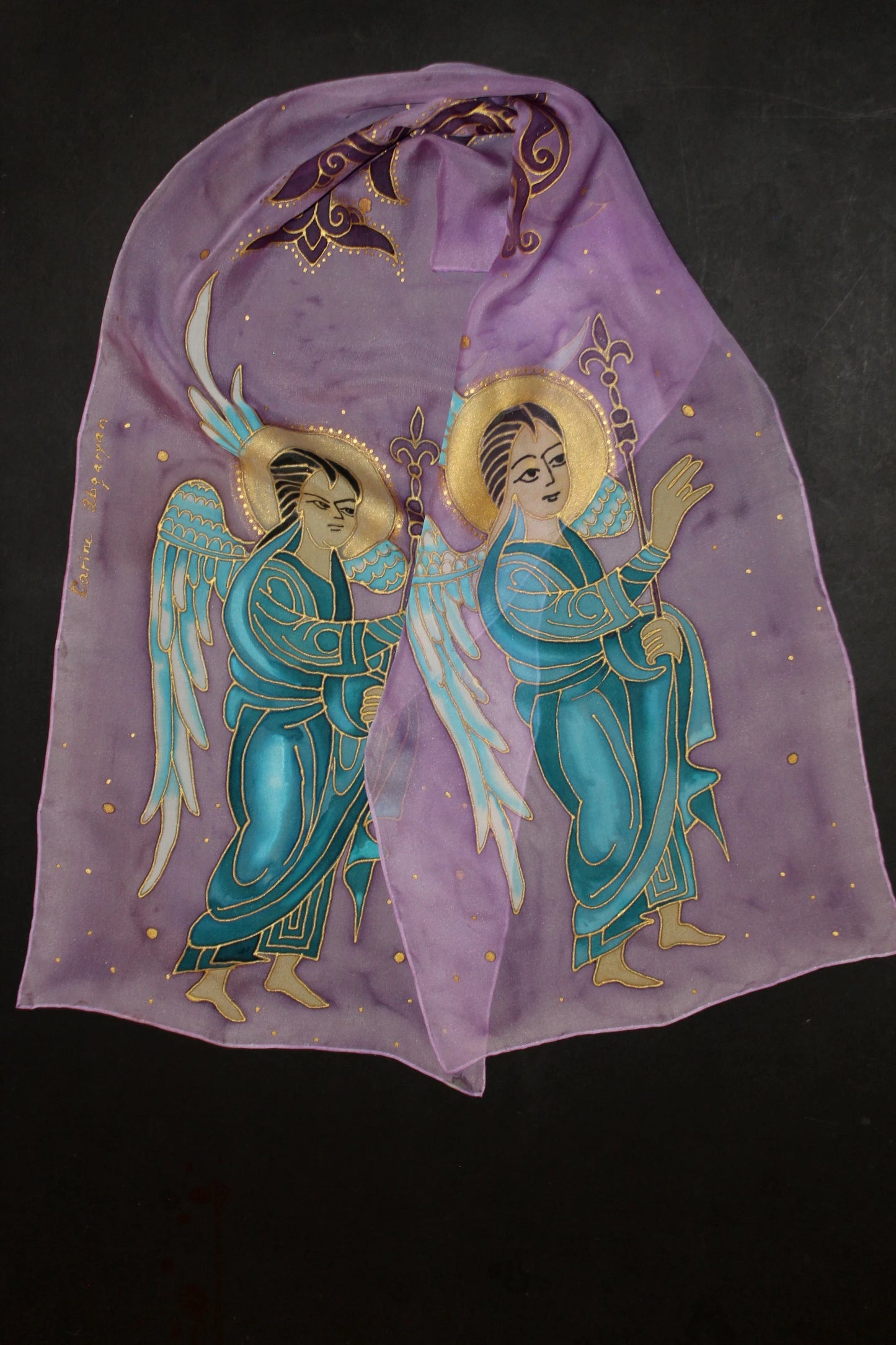 Hand painted Armenian miniature scarf