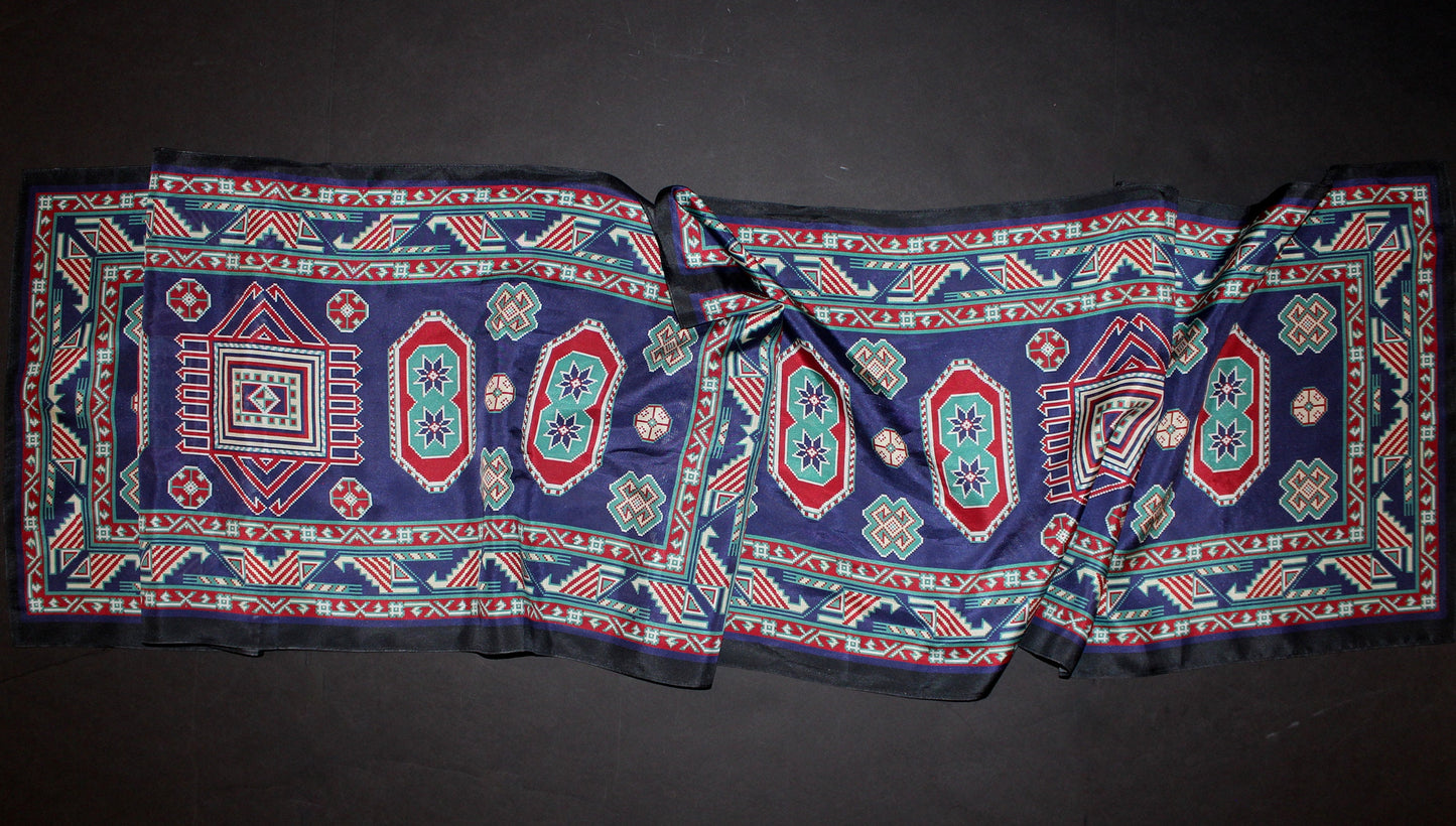 Silk scarf  71-15 in geometric pattern long pure silk scarf