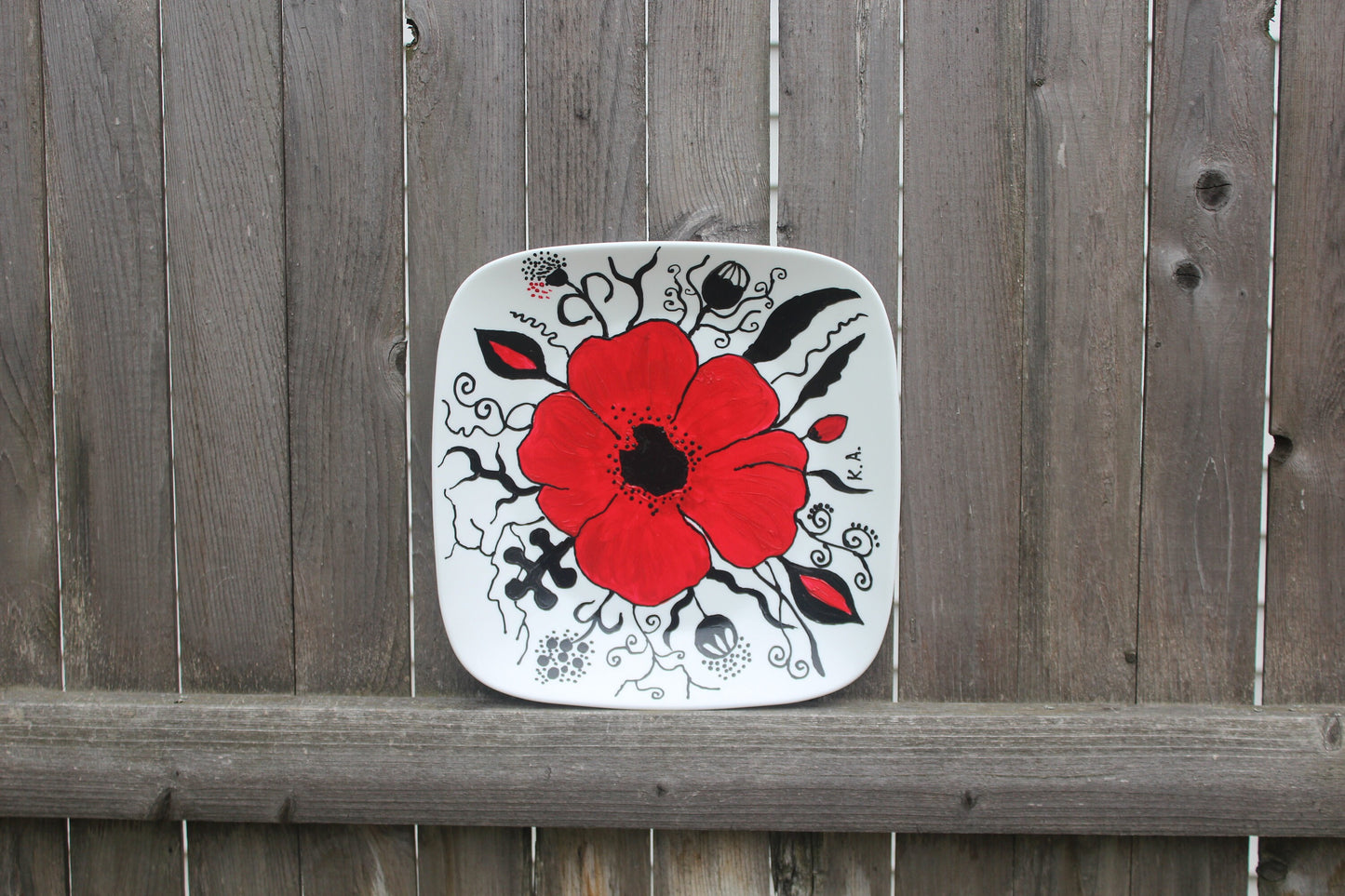 10.75 Inches	Hand painted Poppy plate