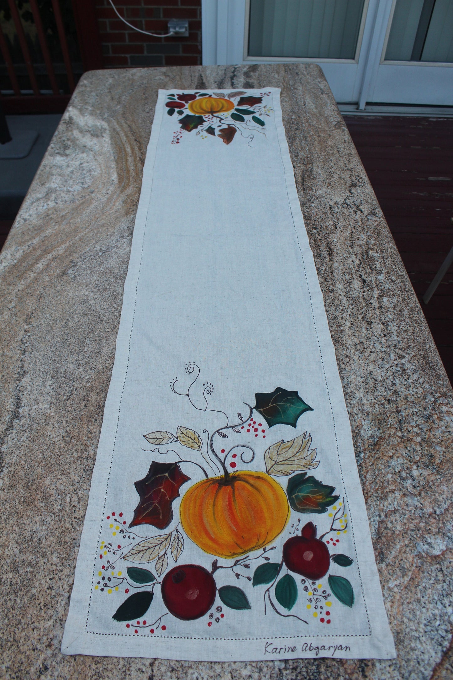 Hand painted Pumpkin table runner