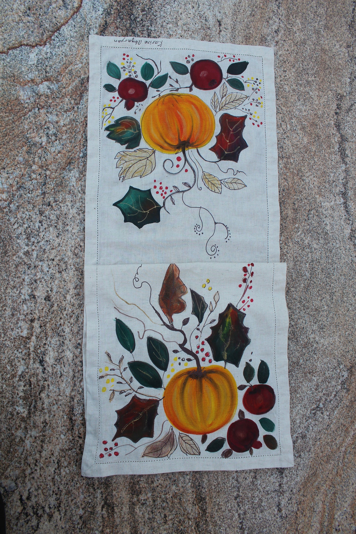 Hand painted Pumpkin table runner