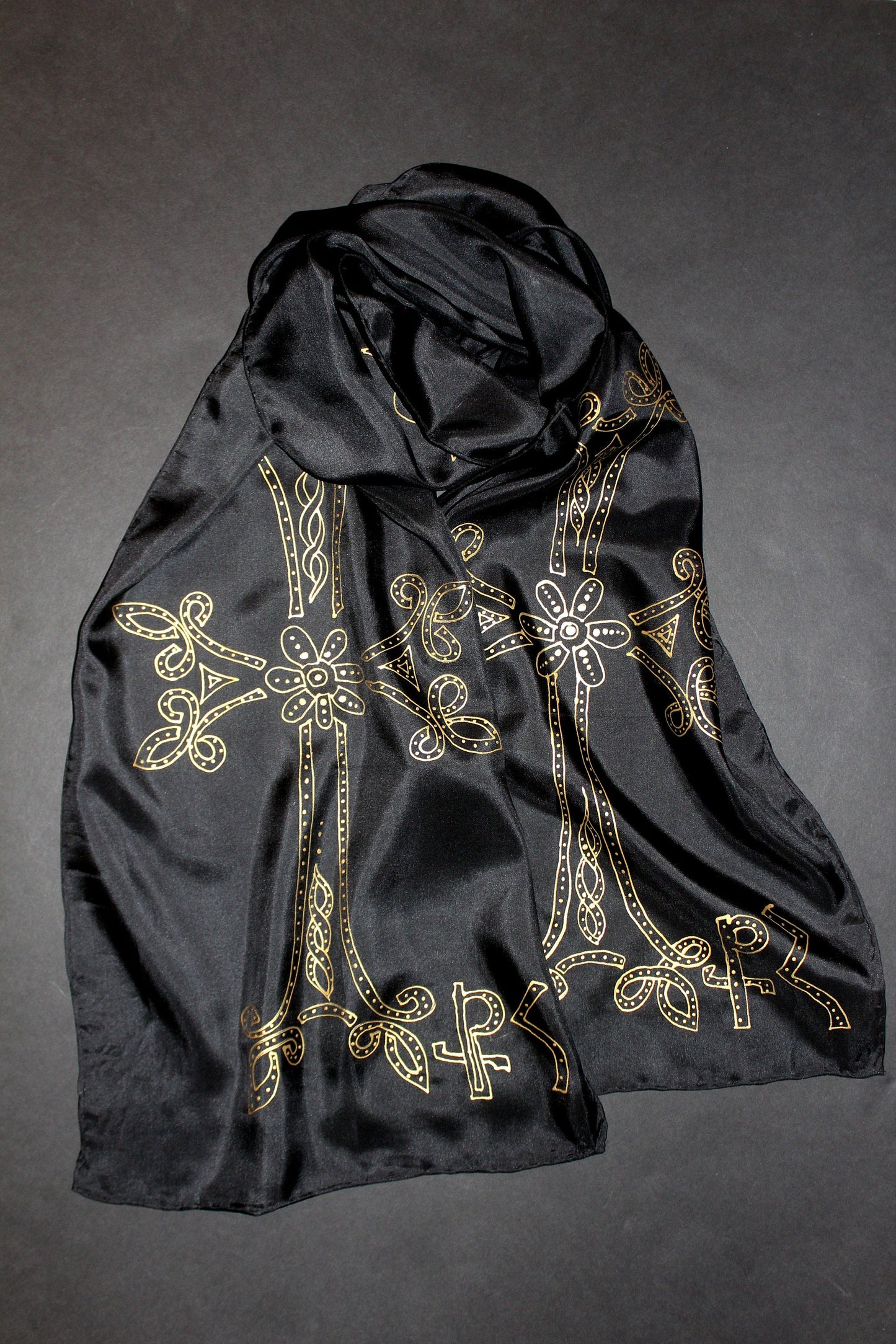 74-14 in Hand painted Armenian Cross silk scarf