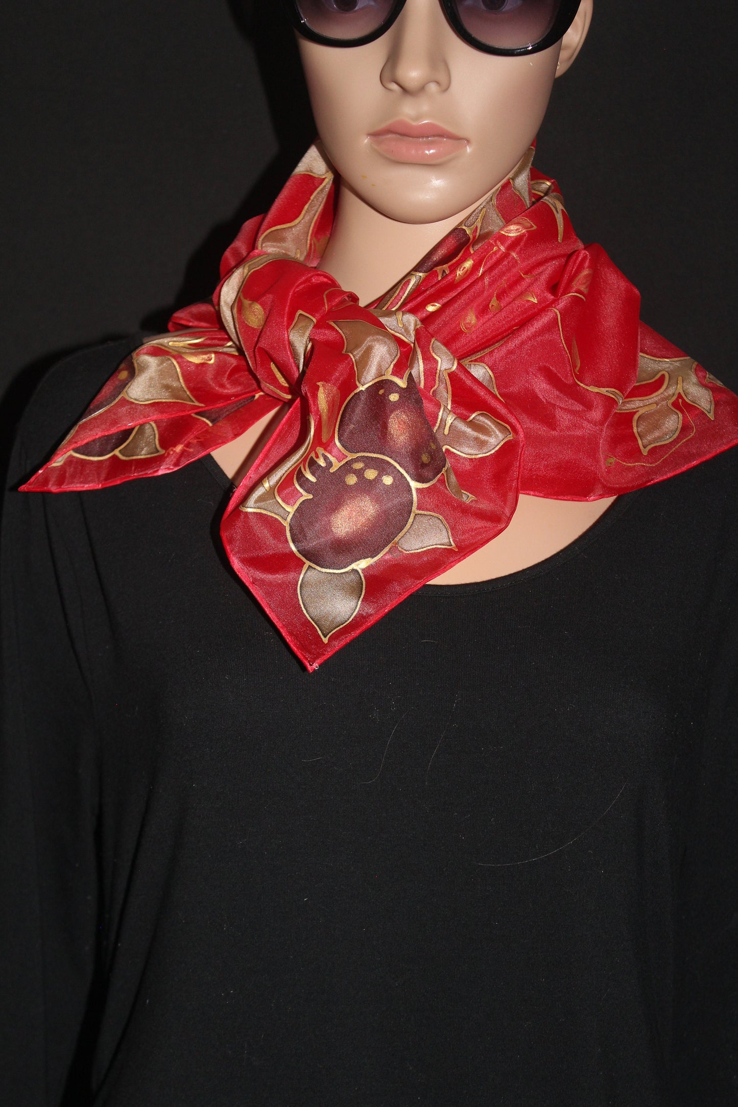 Hand painted silk scarf,Pomegranates red silk scarf,Red green silk chiffon scarf,Armenian scarf,Armenian gift,Jewish gift for mother
