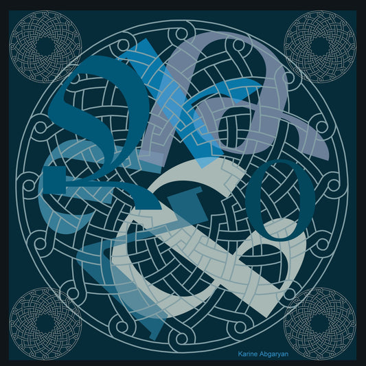 Armenian alphabet silk scarf