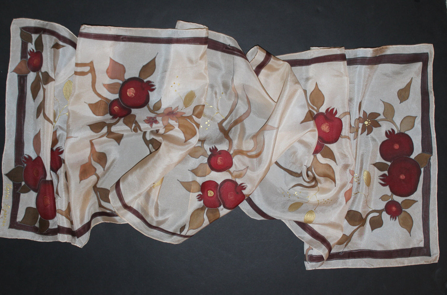 Hand painted silk scarf