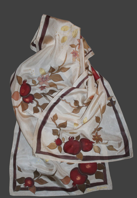 Hand painted silk scarf