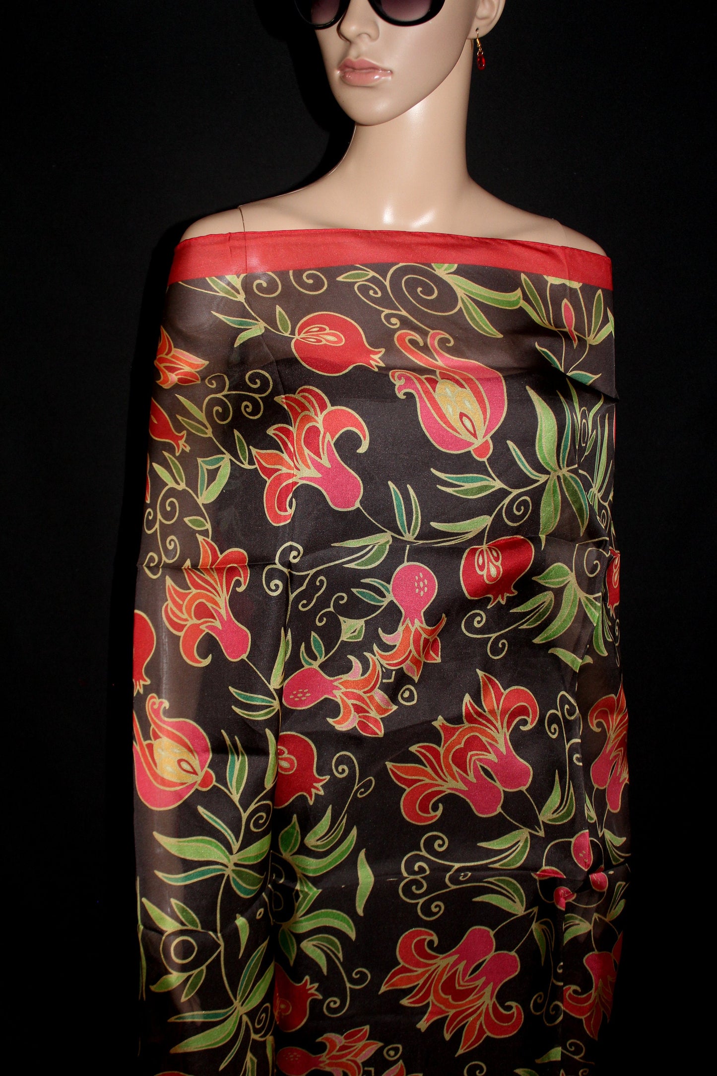 47-47 in Pomegranate silk chiffon scarf,Square large scarf