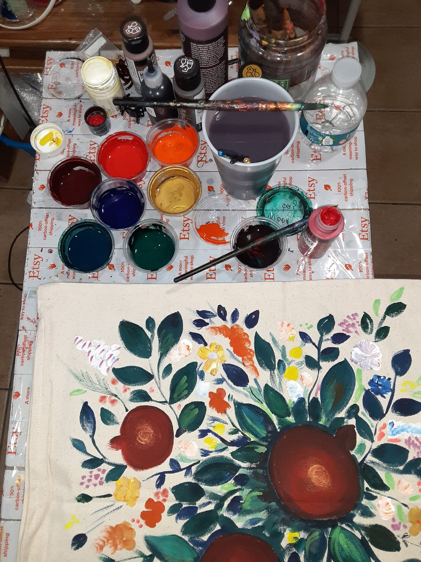 Hand painted Pillow case