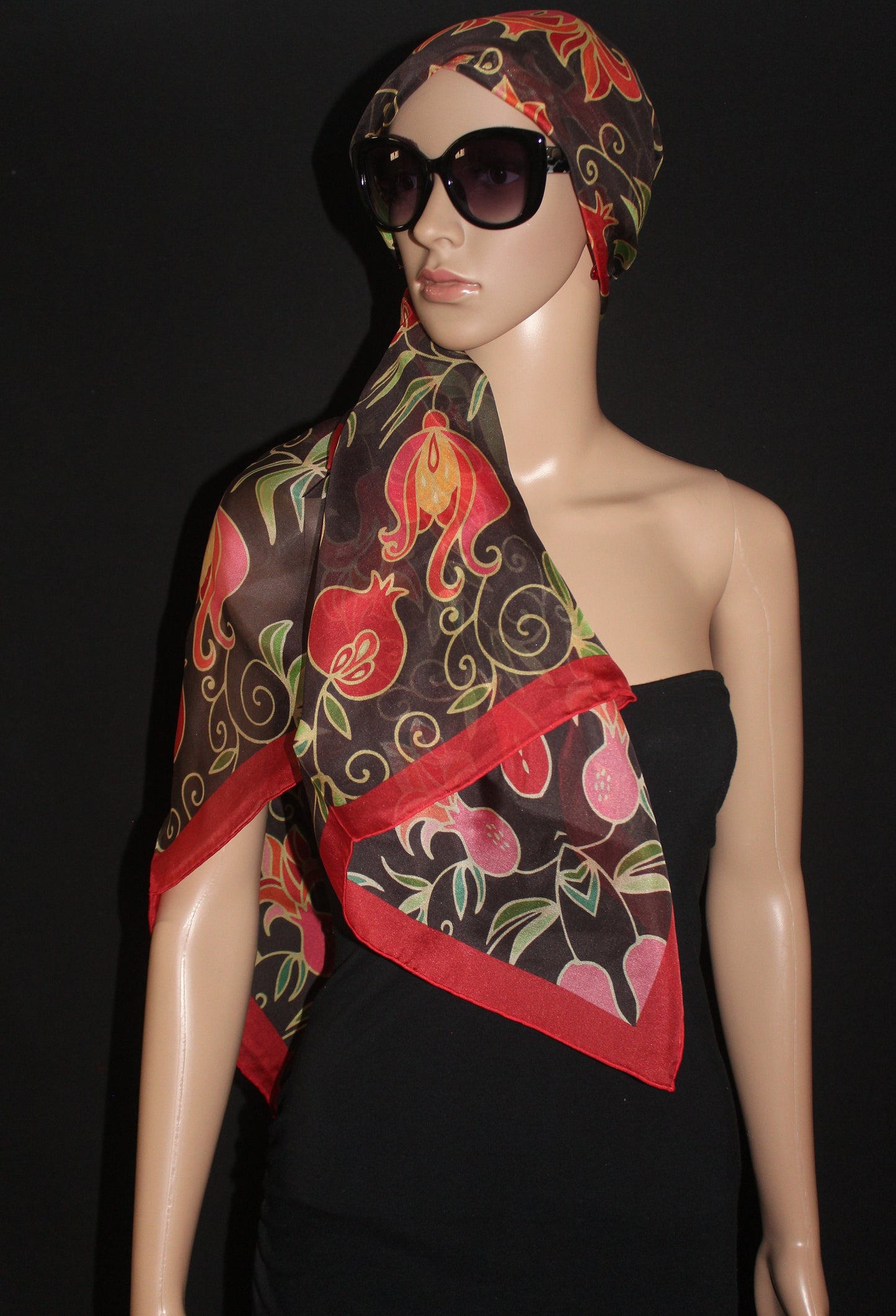 47-47 in Pomegranate silk chiffon scarf,Square large scarf