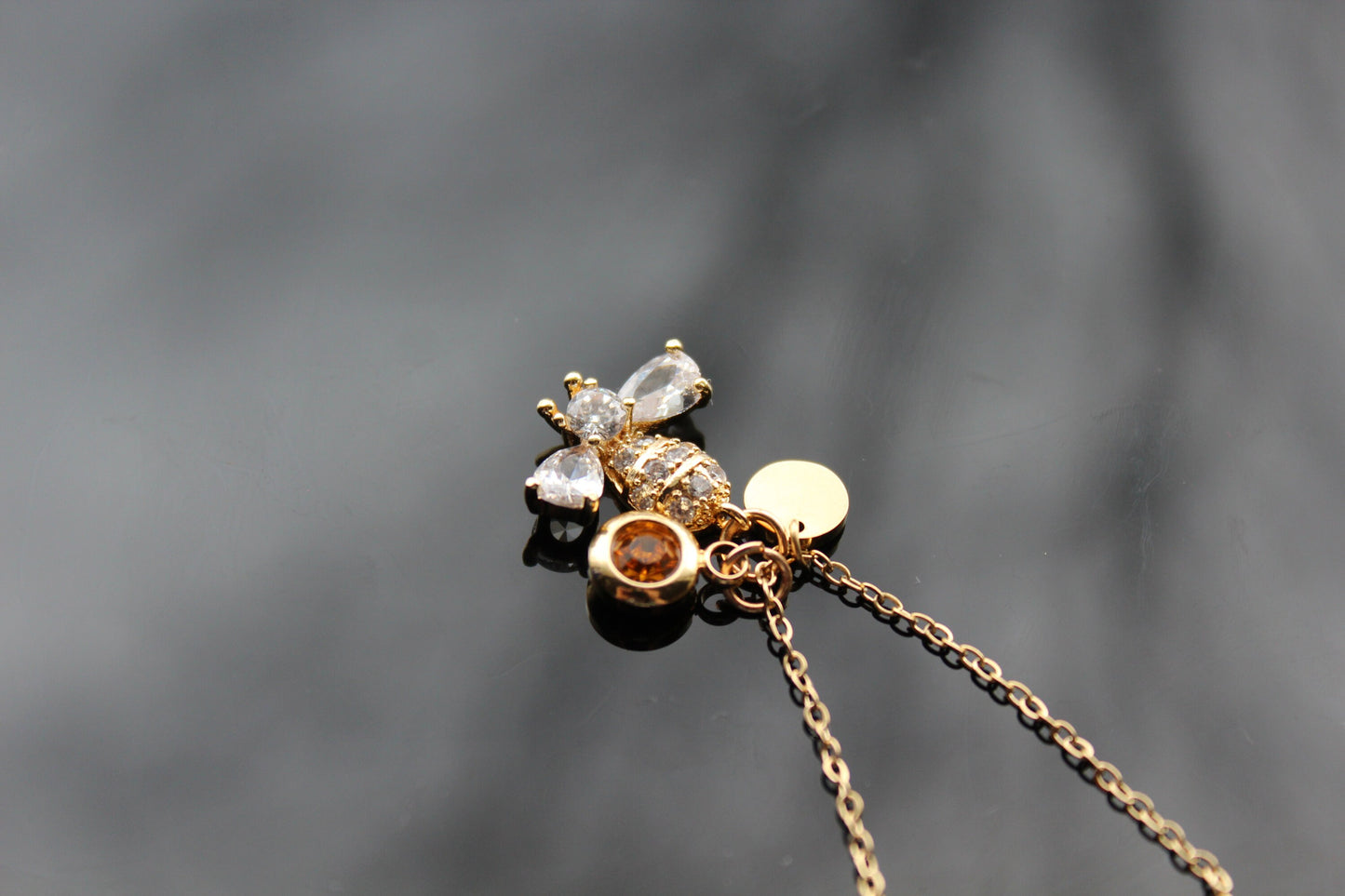14K gold plated Gold bee charm necklace