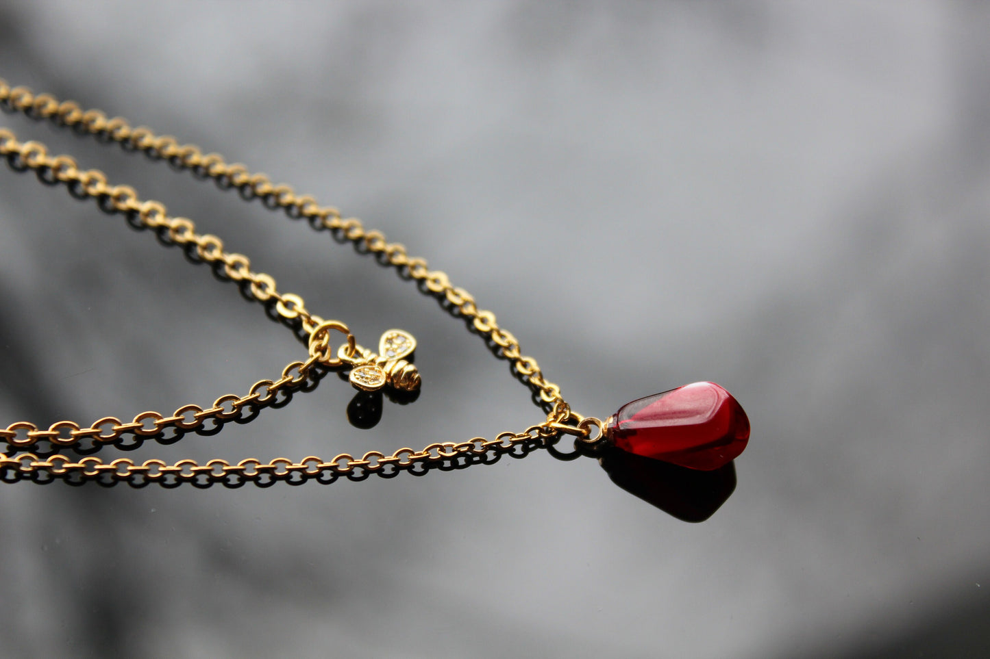 Pomegranate seed jewelry set earrings and necklace