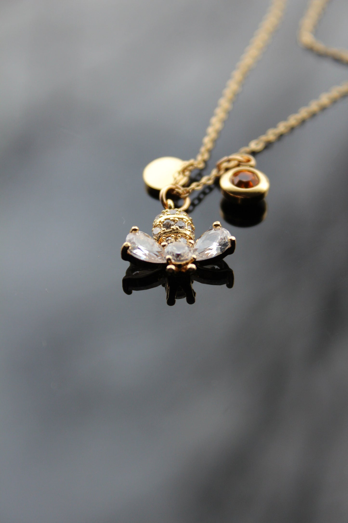 14K gold plated Gold bee charm necklace