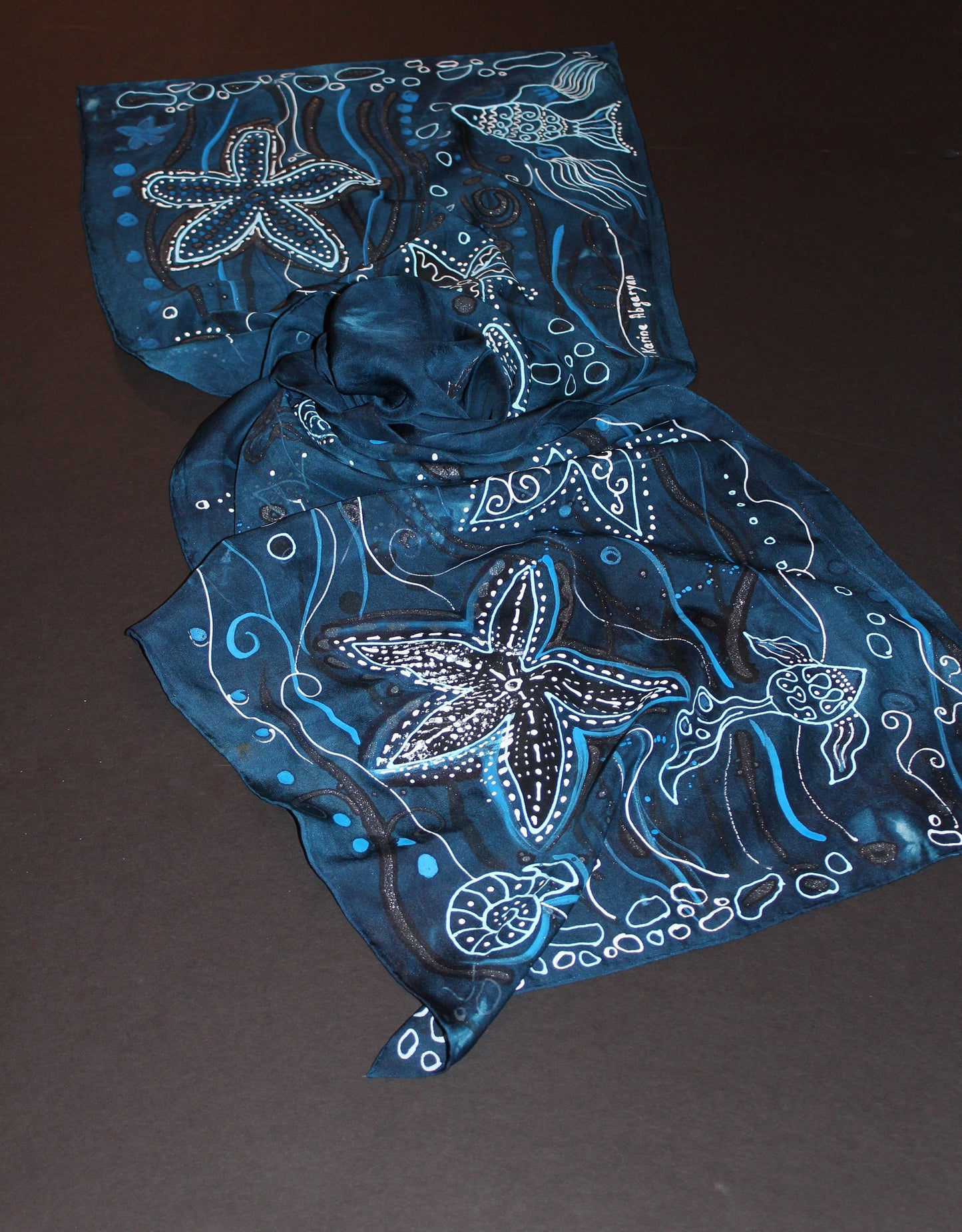 Hand painted Starfish scarf
