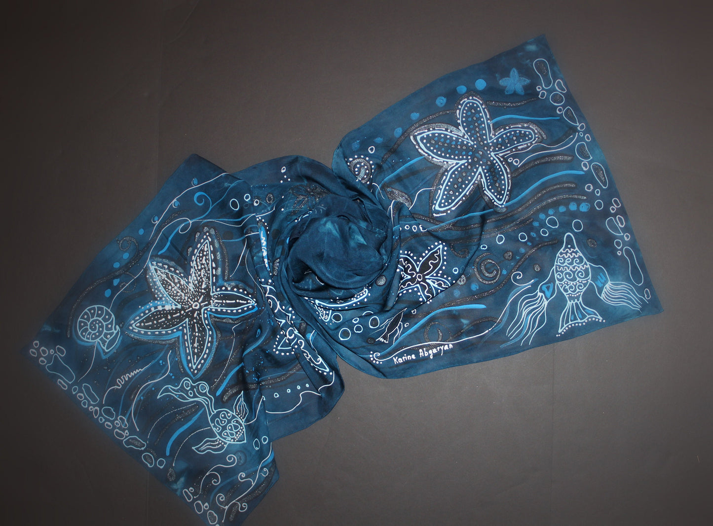 Hand painted Starfish scarf