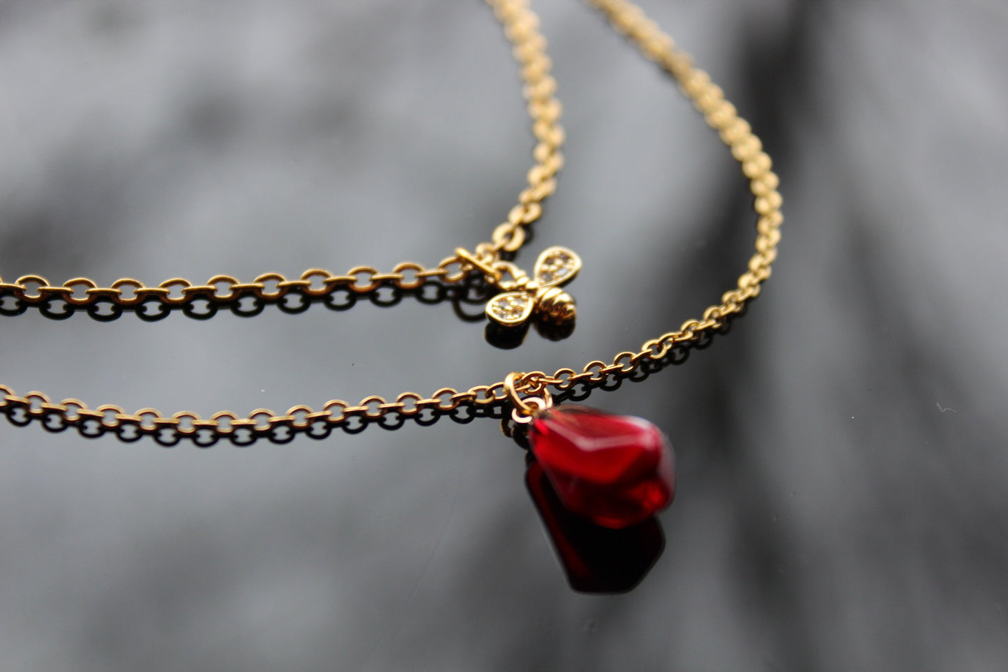 Pomegranate seed jewelry set earrings and necklace