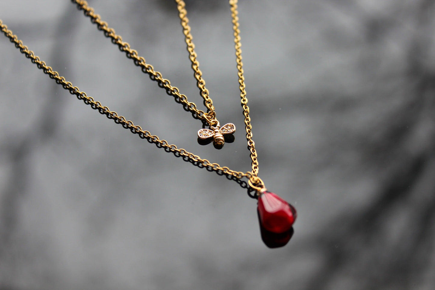 Pomegranate seed jewelry set earrings and necklace