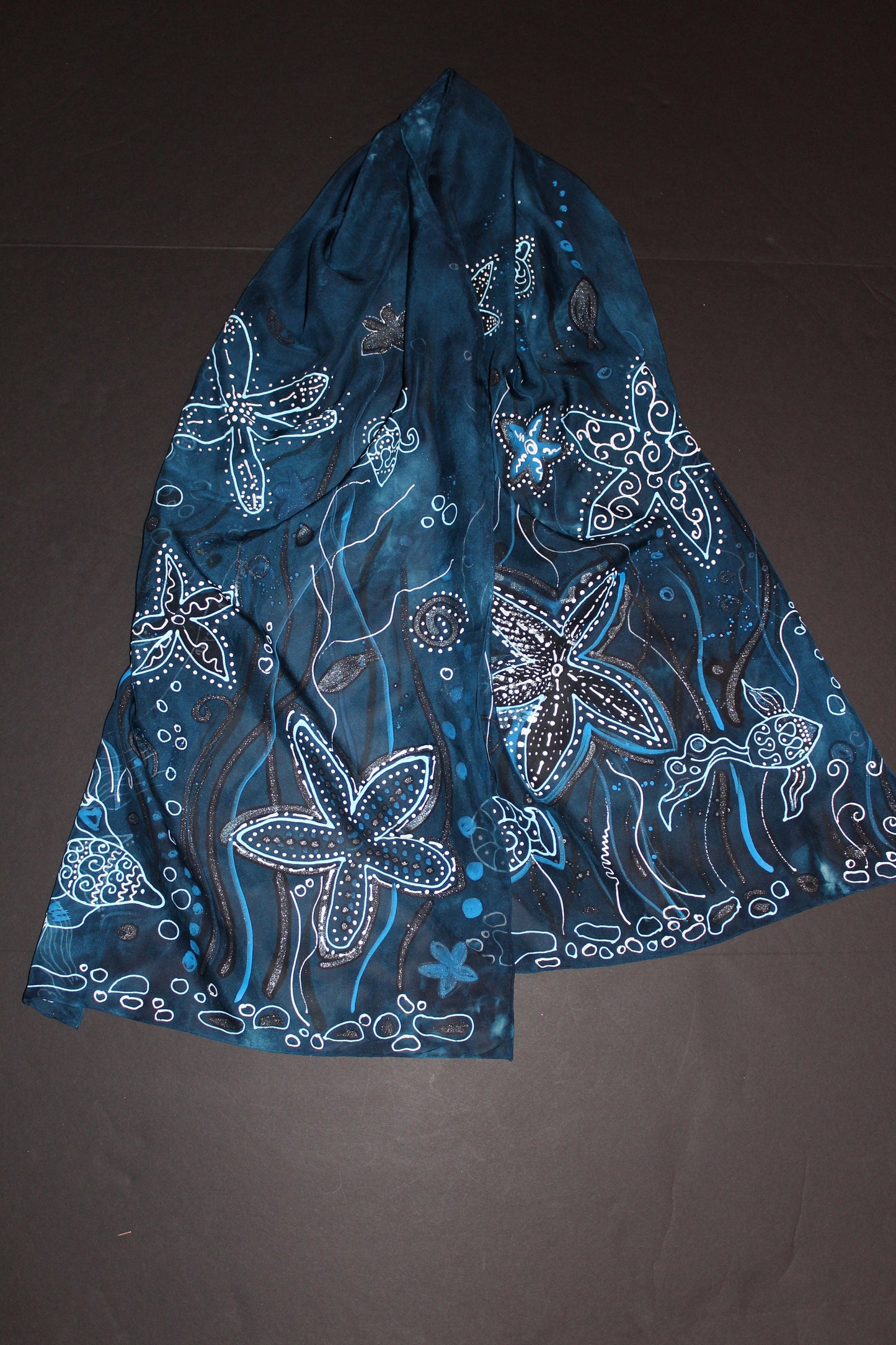Hand painted Starfish scarf