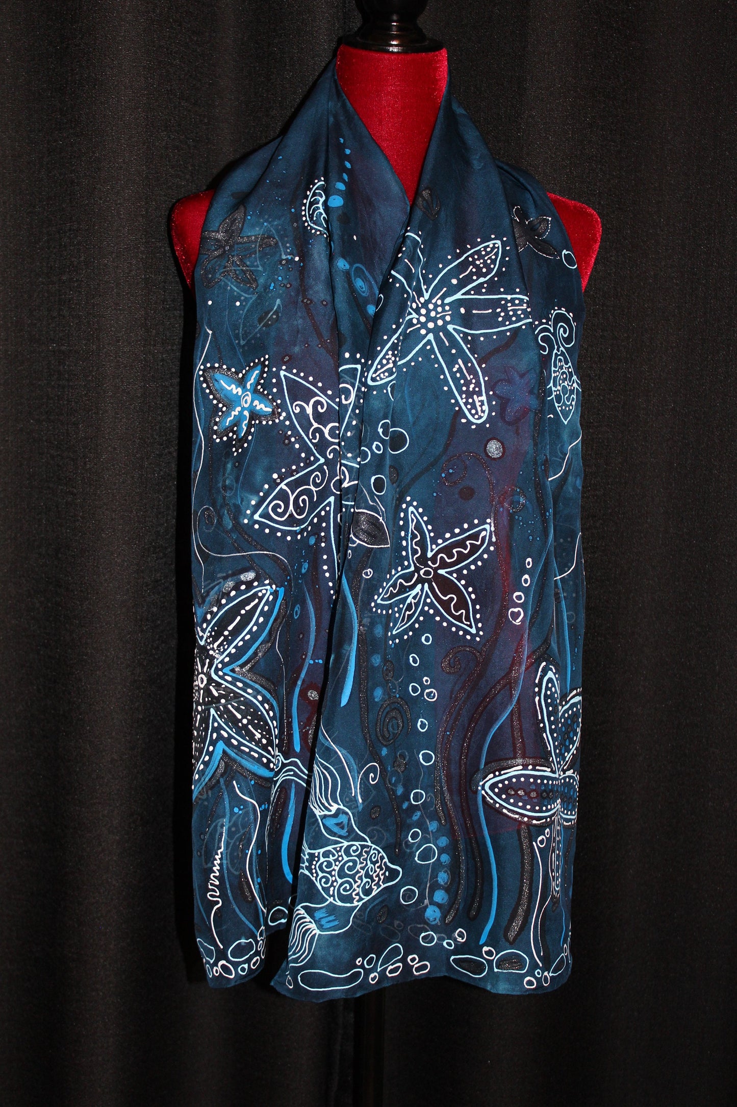 Hand painted Starfish scarf