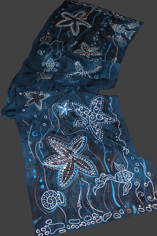 Hand painted Starfish scarf