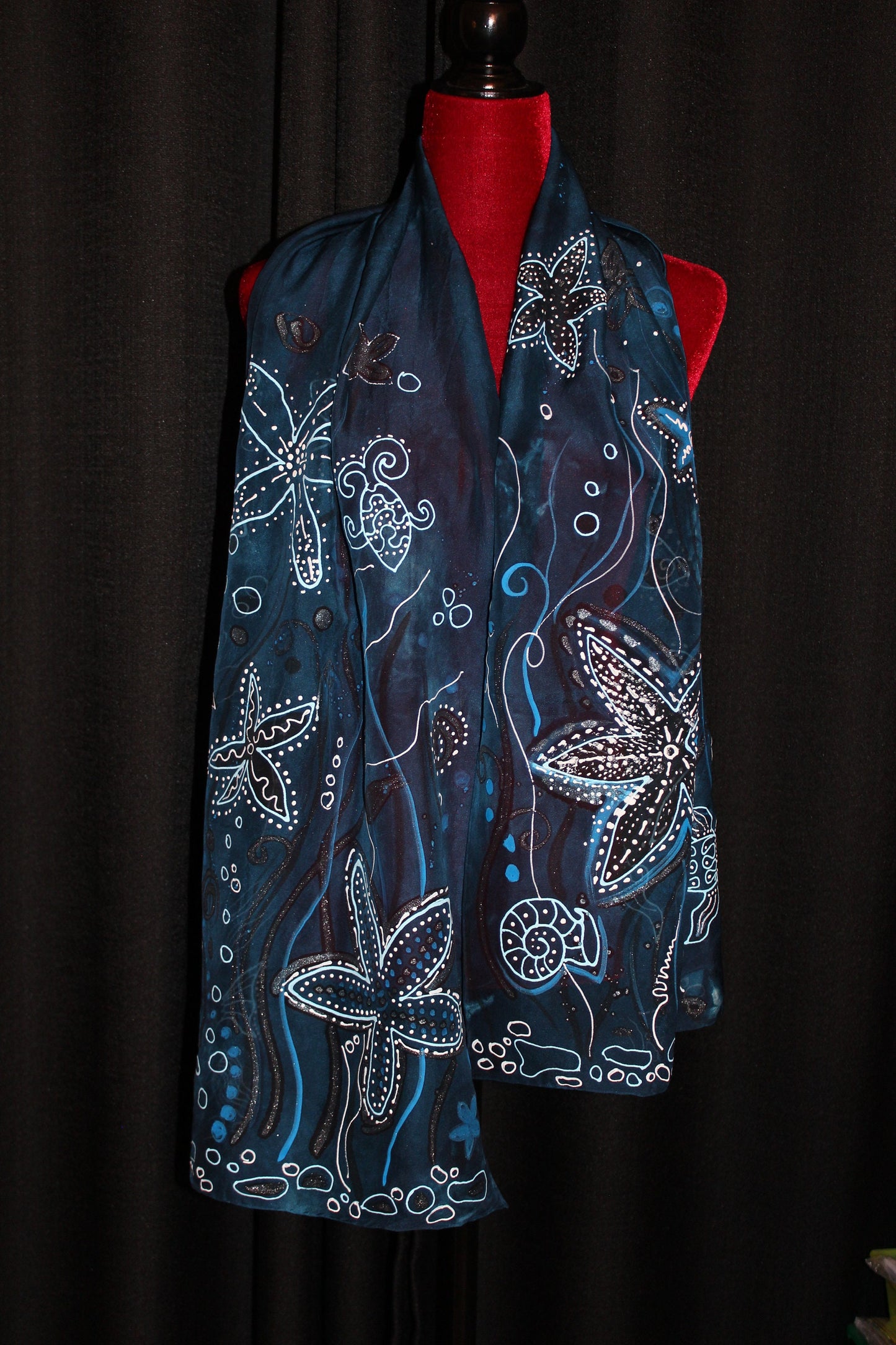 Hand painted Starfish scarf
