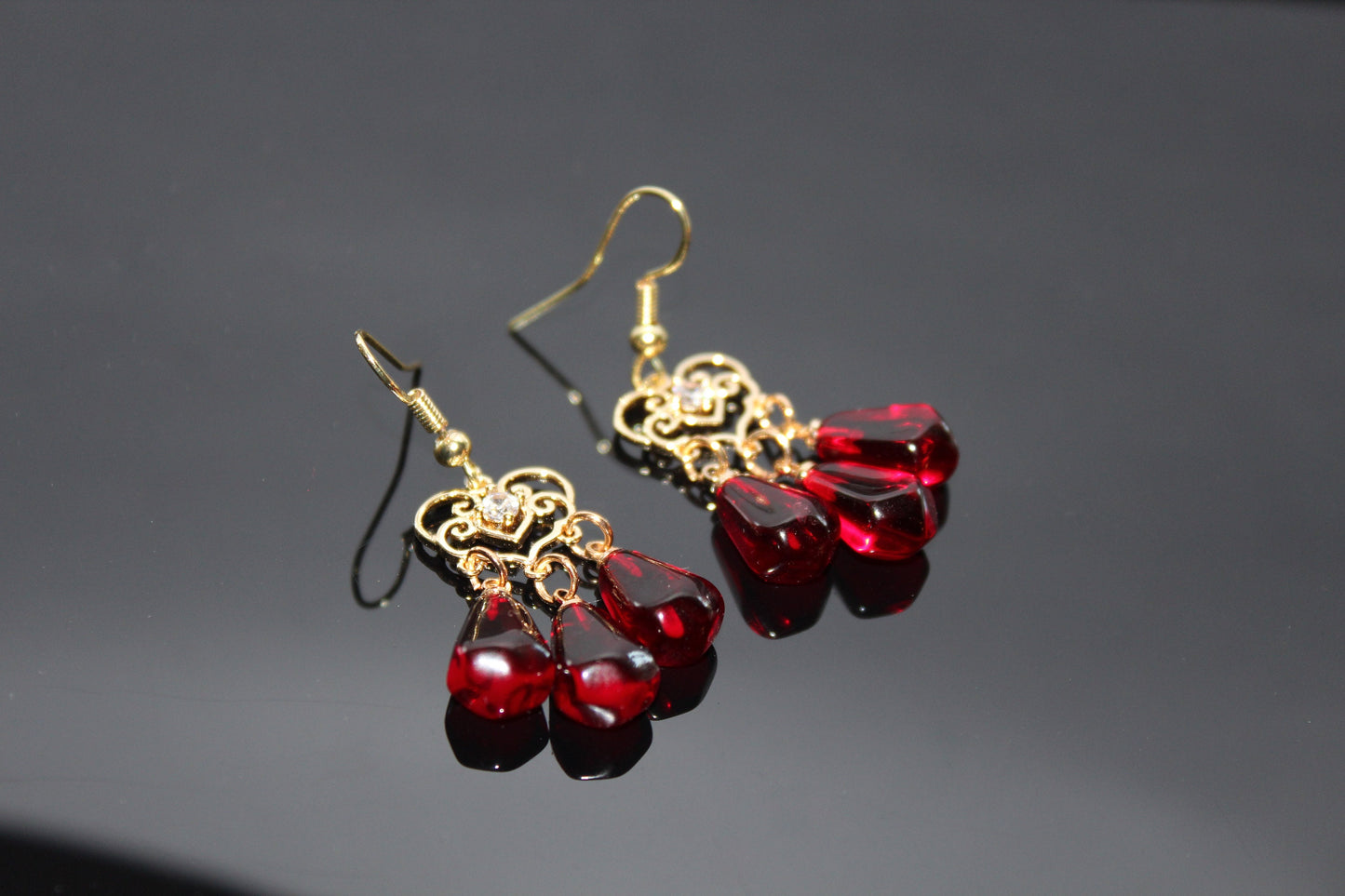 14K Gold plated stainless steel handmade pomegranate earrings