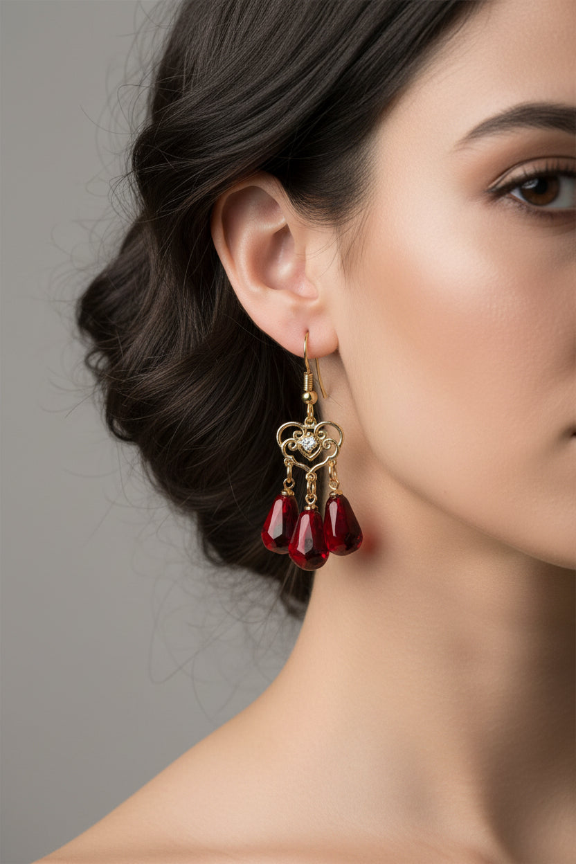 14K Gold plated stainless steel handmade pomegranate earrings
