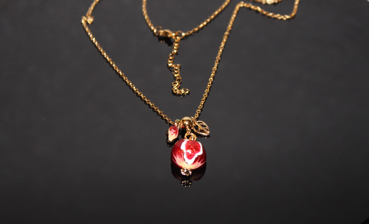 Enamel Pomegranate pendant necklace
