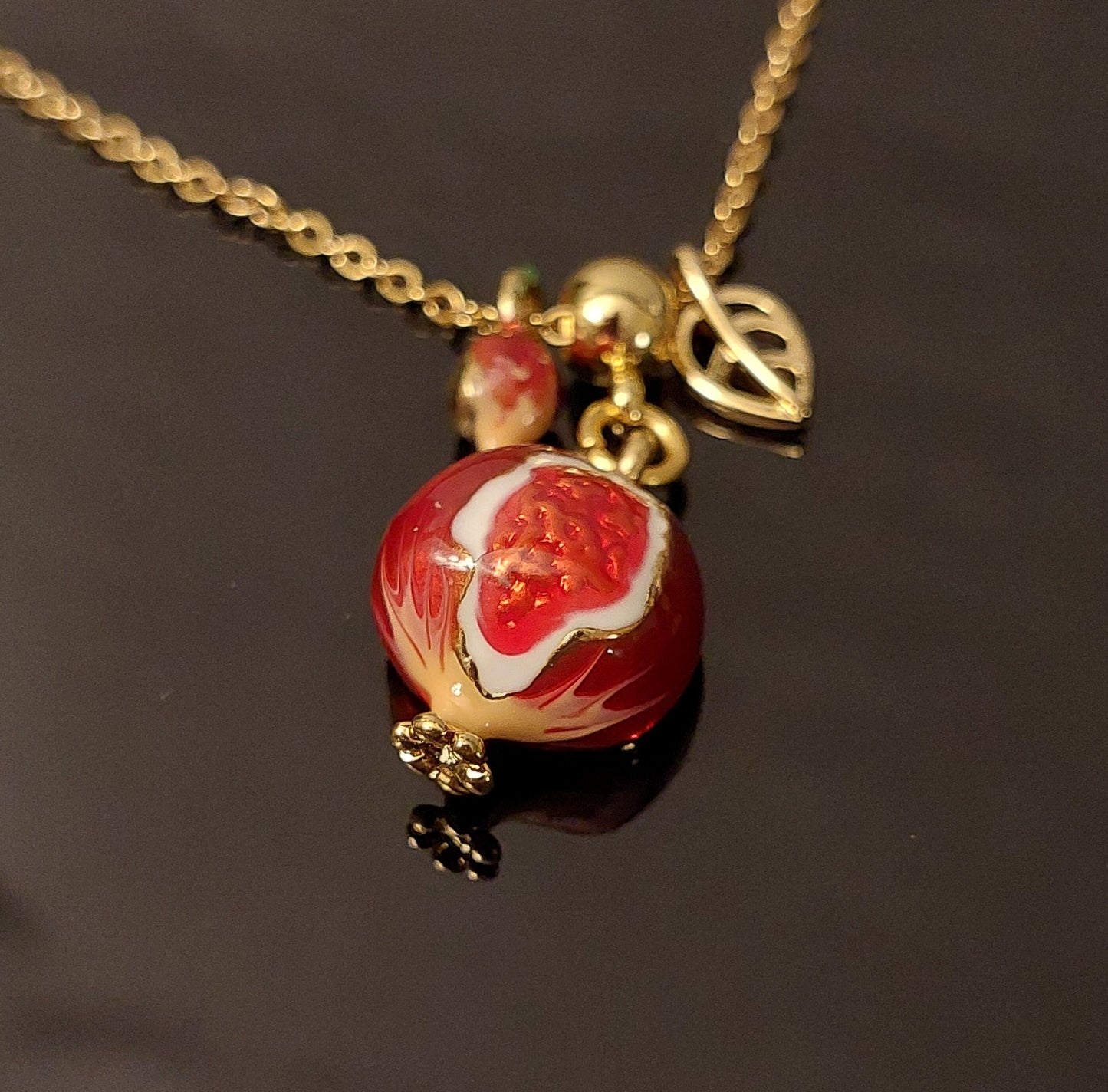 Enamel Pomegranate pendant necklace