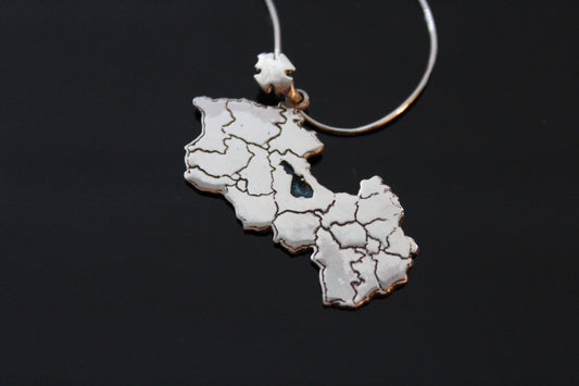 925 Sterling silver Armenia Map Shape Chain Necklace