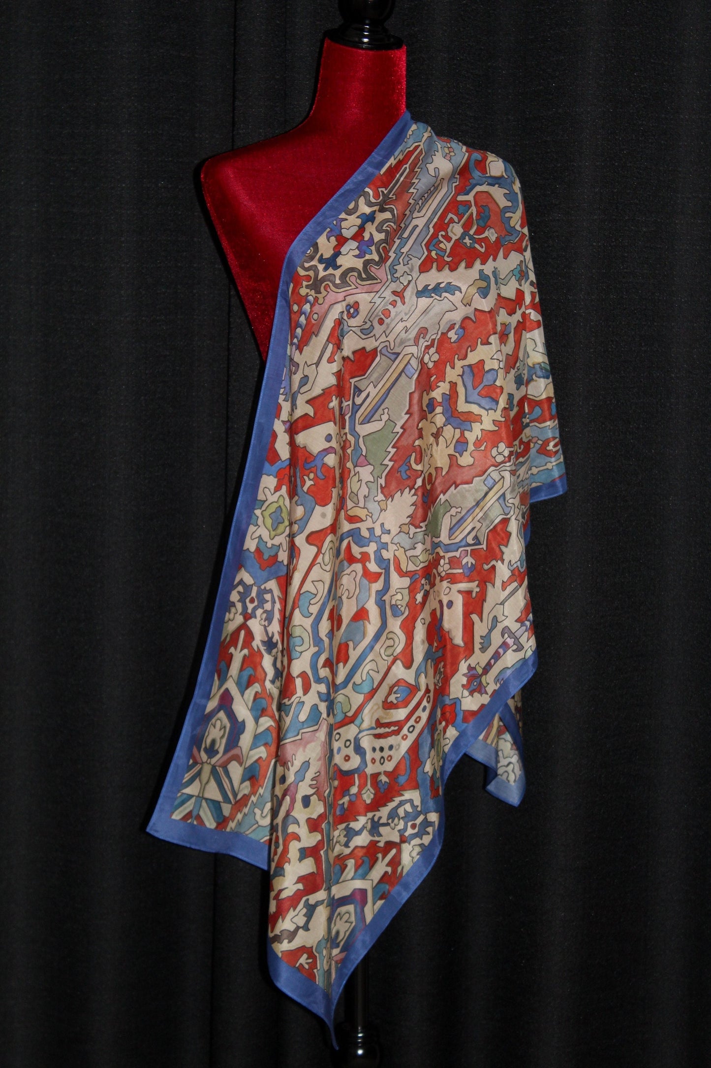 67-22 in luxury silk and cotton blend high quality Armenian rug pattern scarf