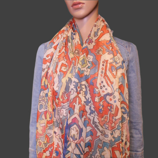 67-22 in luxury silk and cotton blend high quality Armenian rug pattern scarf