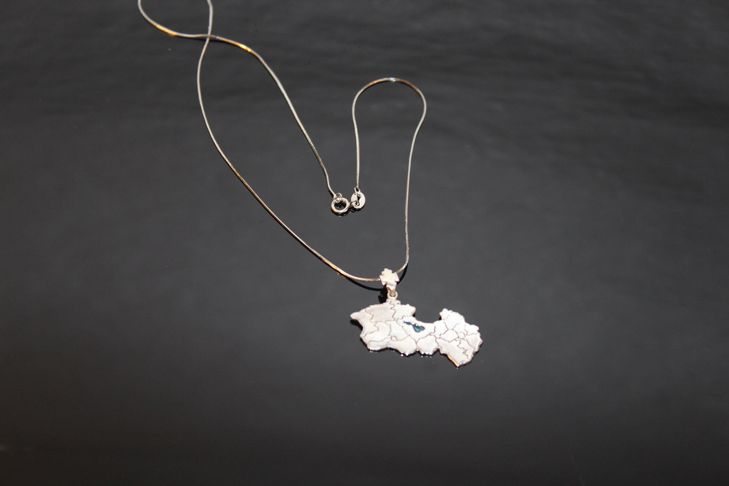 925 Sterling silver Armenia Map Shape Chain Necklace