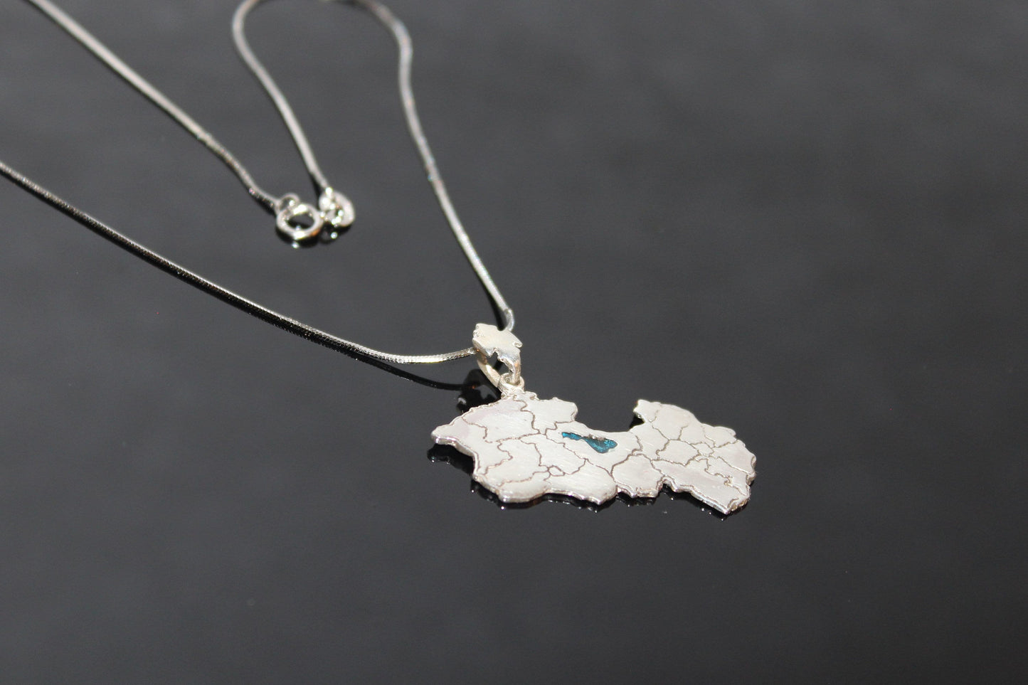 925 Sterling silver Armenia Map Shape Chain Necklace