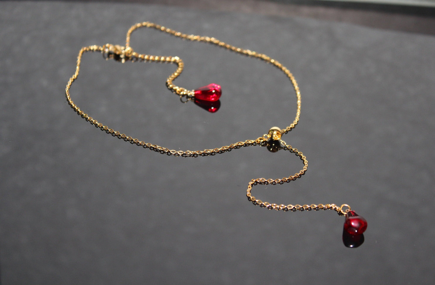 14K gold plated stainless steel, hypoallergic non tarnish jewelry Pomegranate seed necklace and earrings,