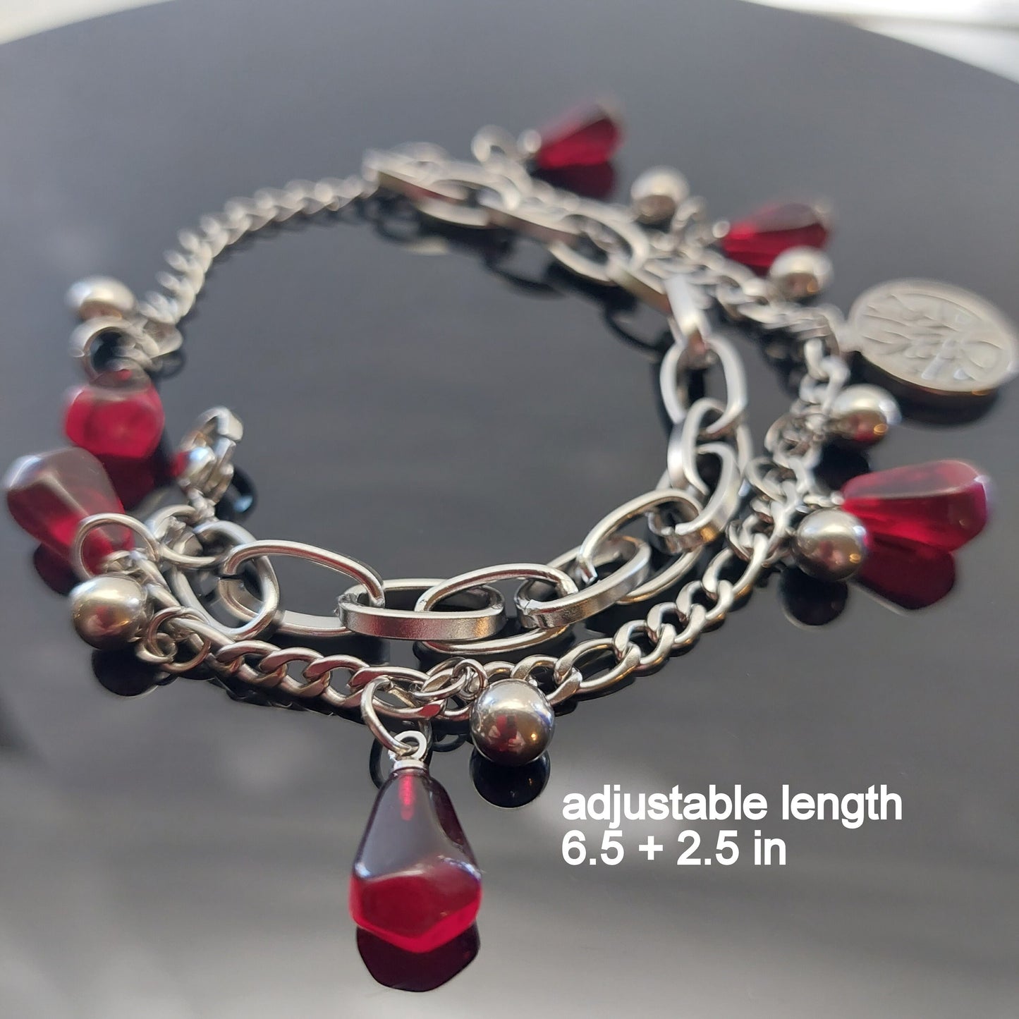Adjustable Tree of life Silver plated stainless steel pomegranate seed bracelet