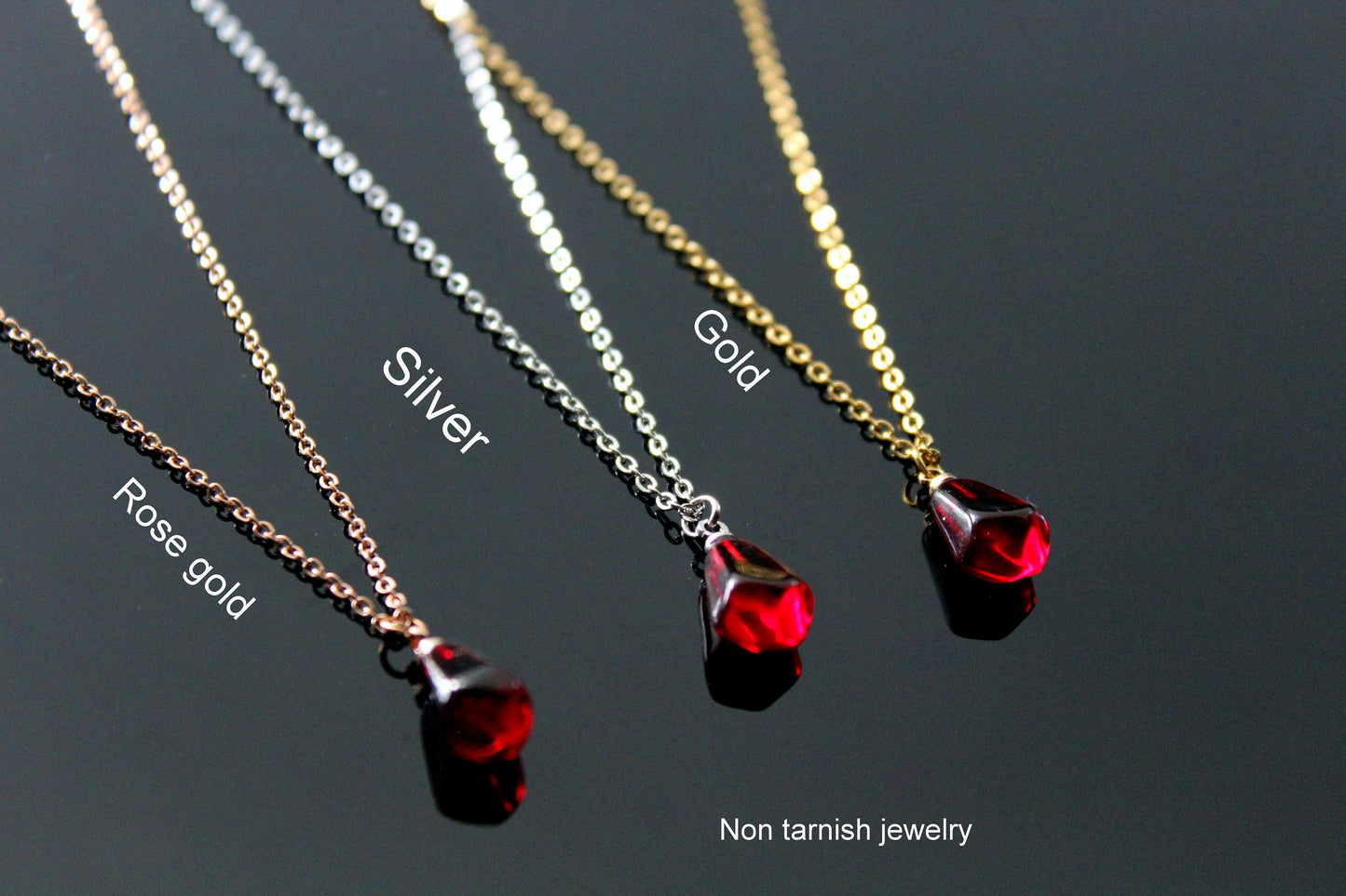 14K gold plated stainless steel handmade non tarnish pomegranate seeds jewelry set