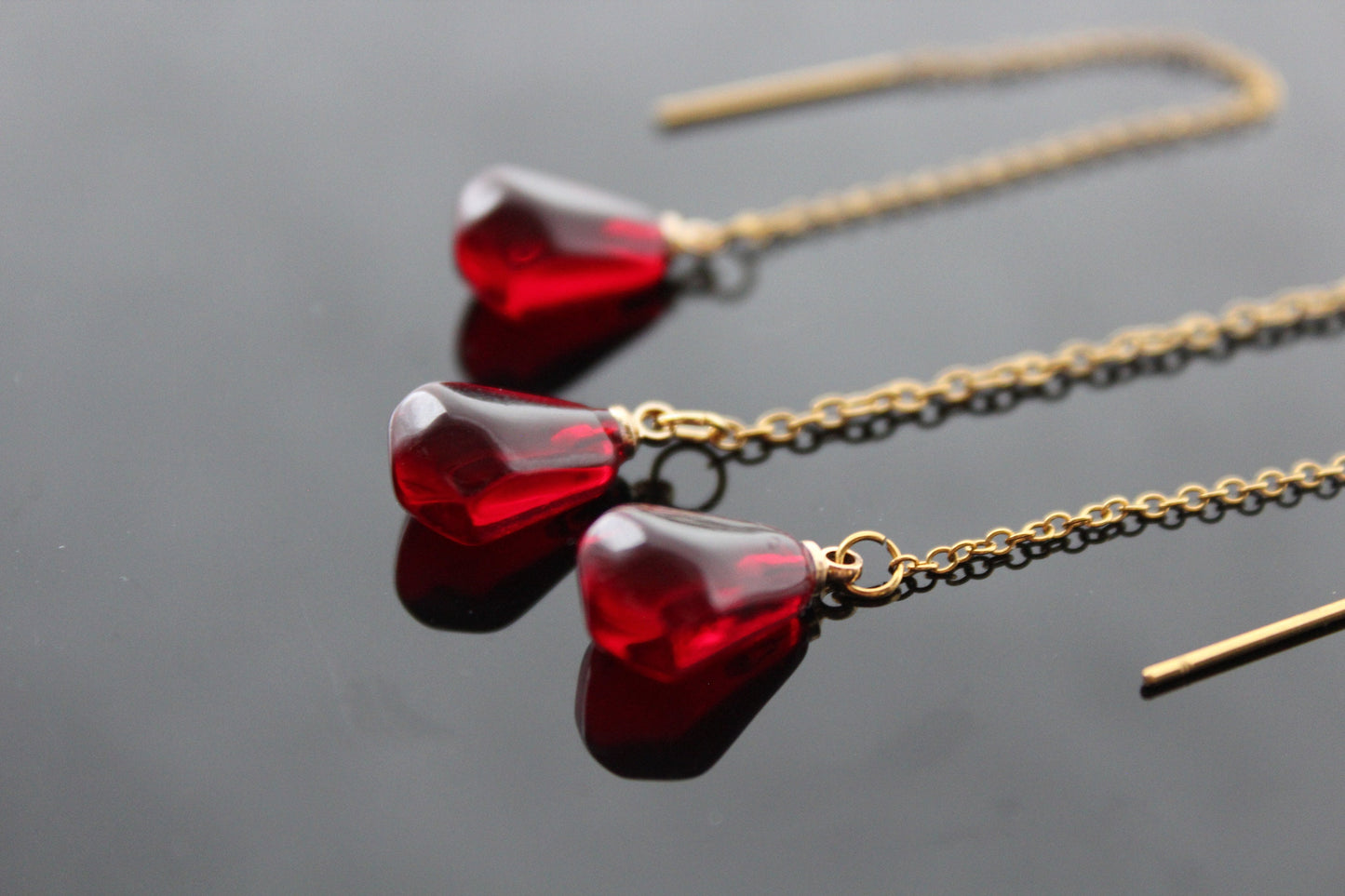 14K gold plated stainless steel, hypoallergic non tarnish jewelry Pomegranate seed necklace and earrings,