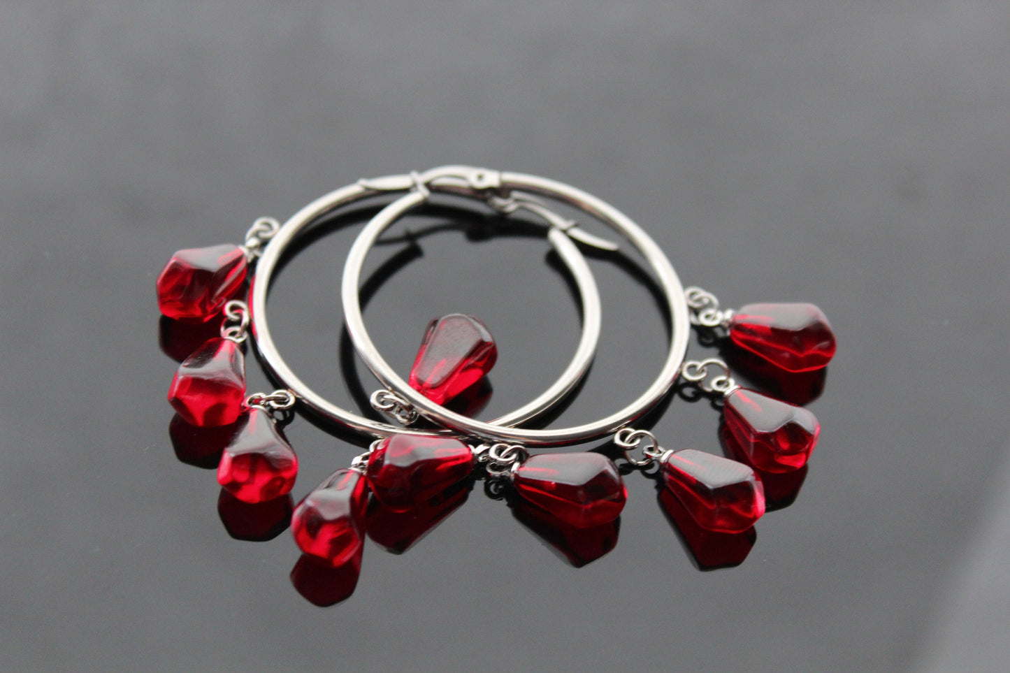 1.5 in Pomegranate seed hoop earrings 14K gold plated stainless steel, non tarnish jewelry