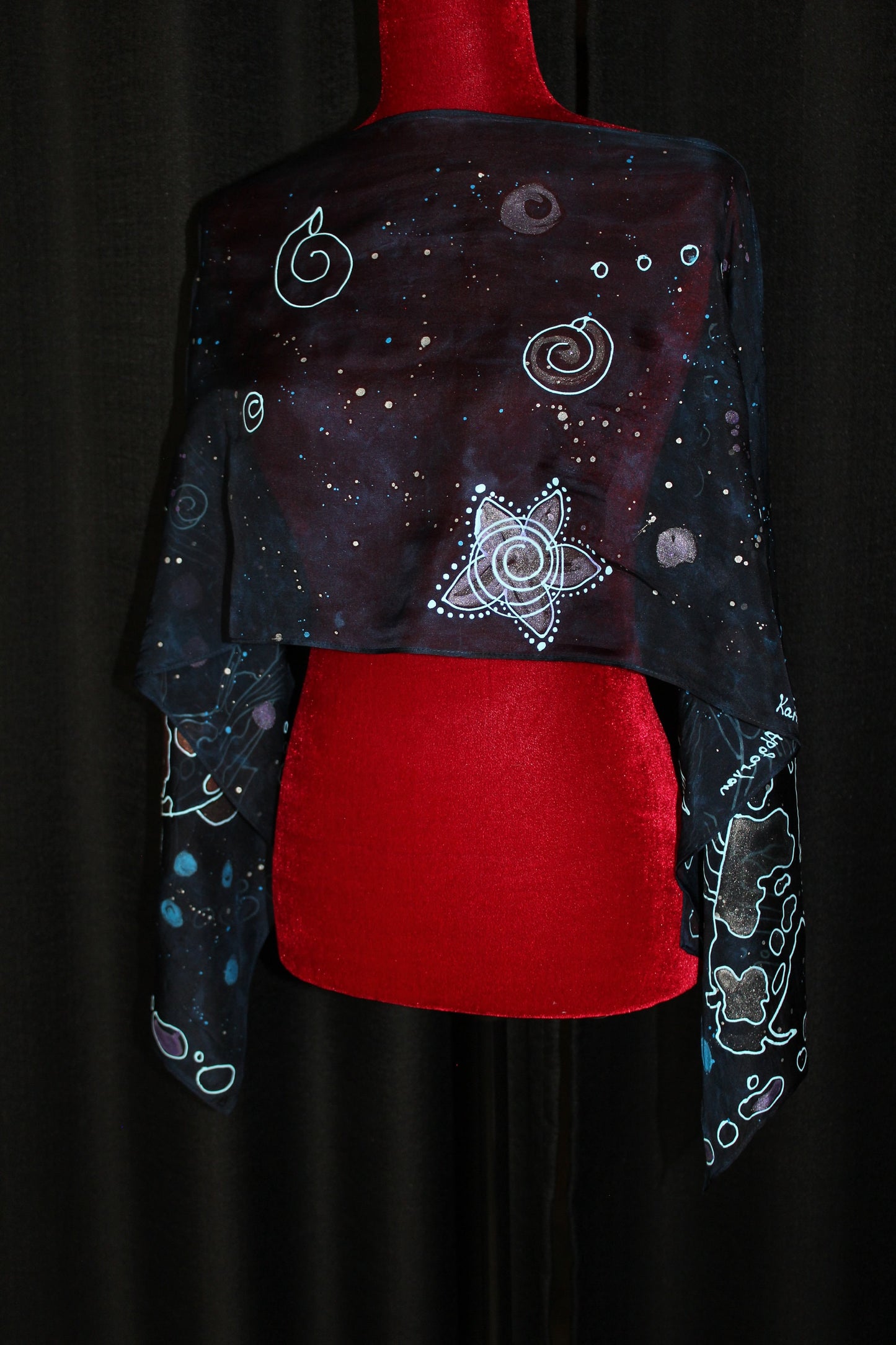 Hand painted koi fish scarf