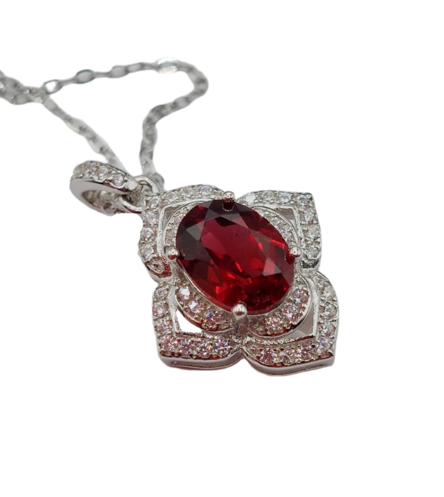 925 sterling silver necklace with natural garnet