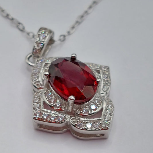925 sterling silver necklace with natural  garnet