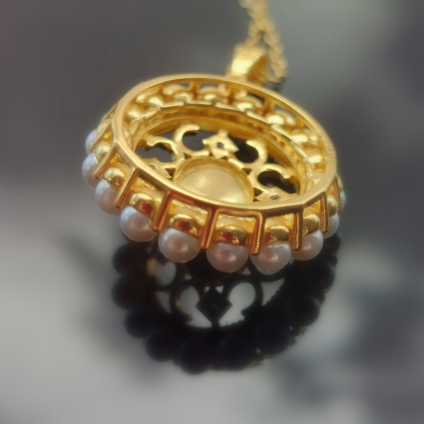 18K gold filled 925 sterling silver natural pearl and coral pendant