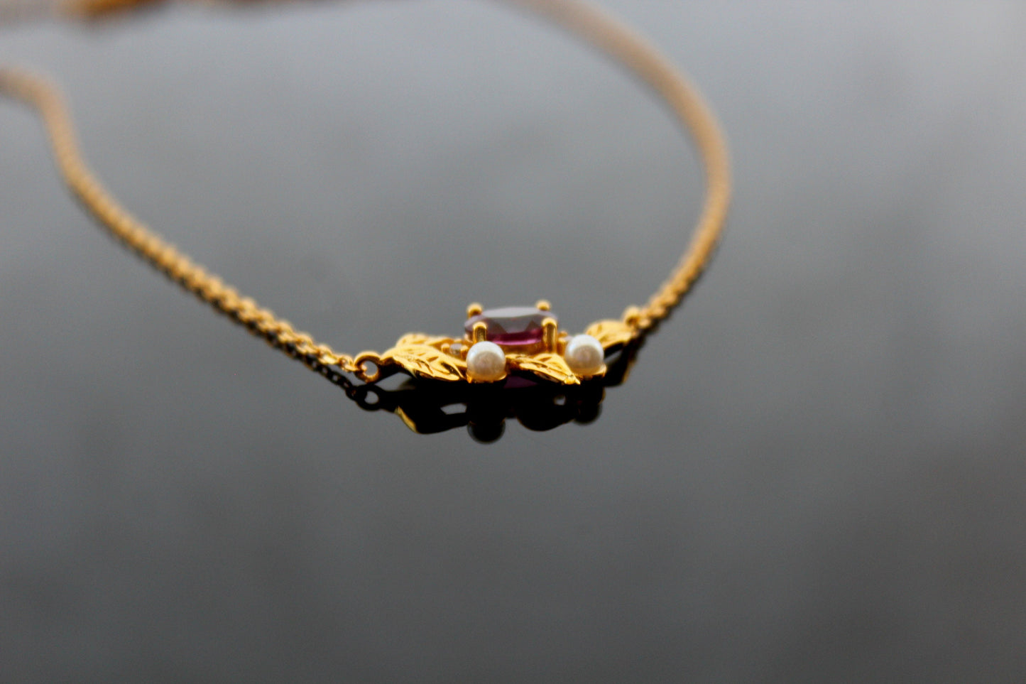 18K gold filled 925 sterling silver natural garnet and pearls pendant