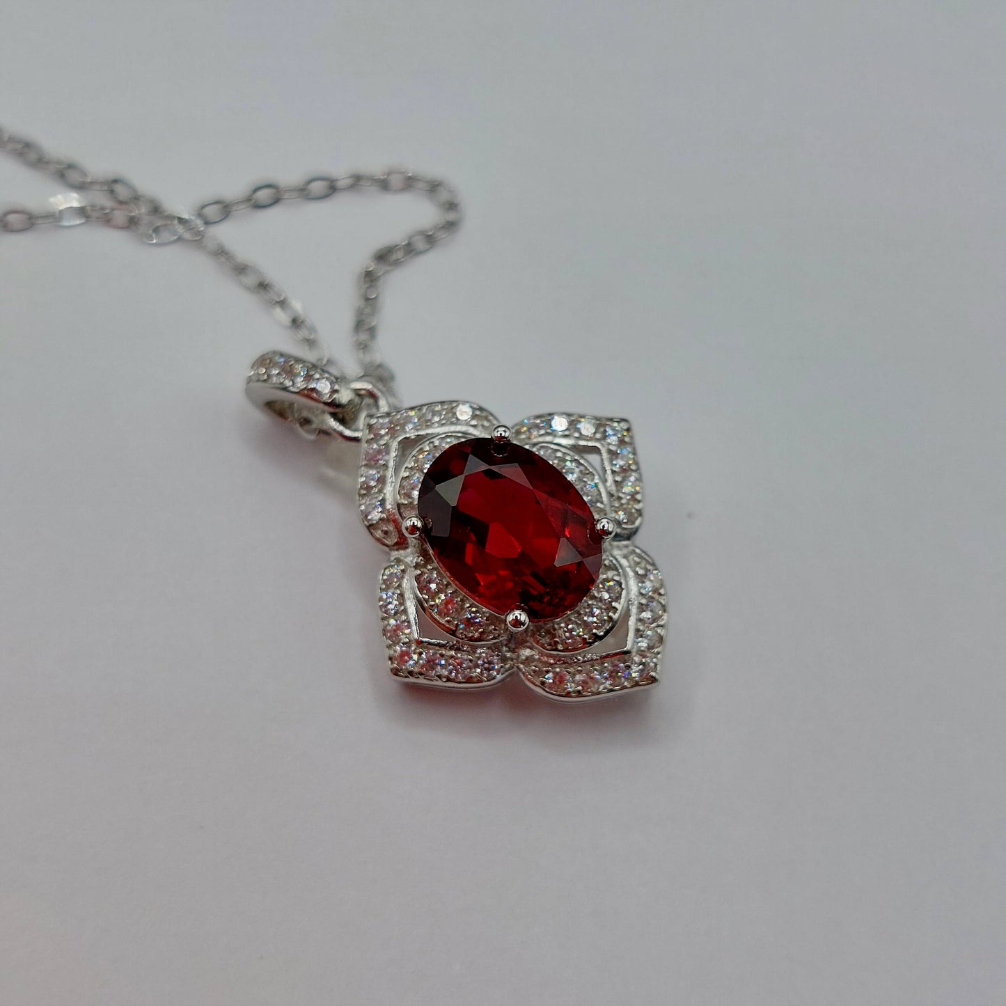 925 sterling silver necklace with natural garnet