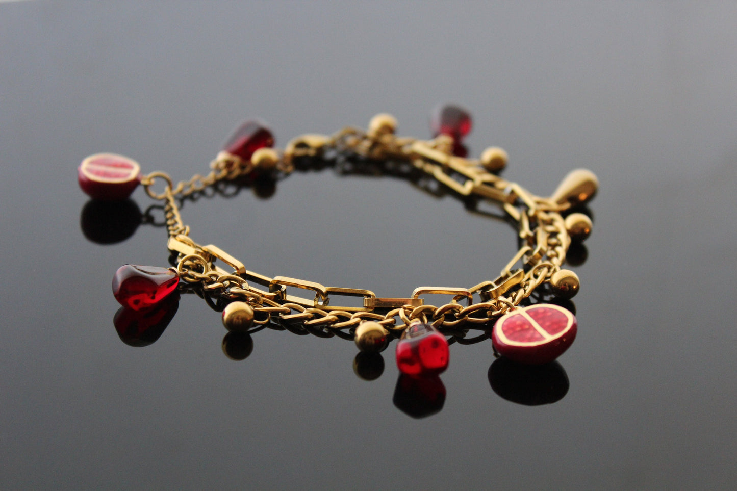 18K gold plated handmade stainless still pomegranate non tarnish jewelry set