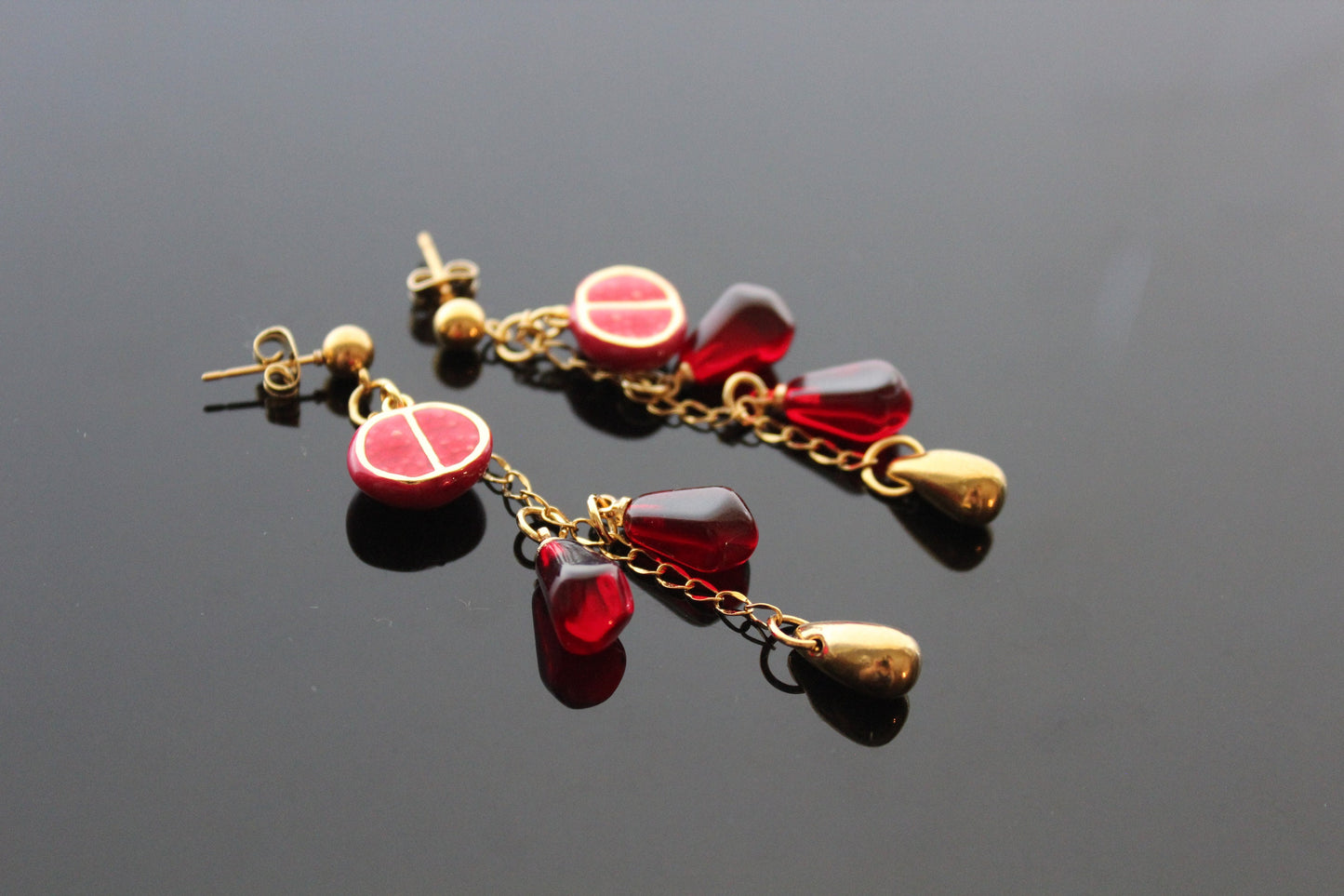 18K gold plated handmade stainless still pomegranate non tarnish jewelry set